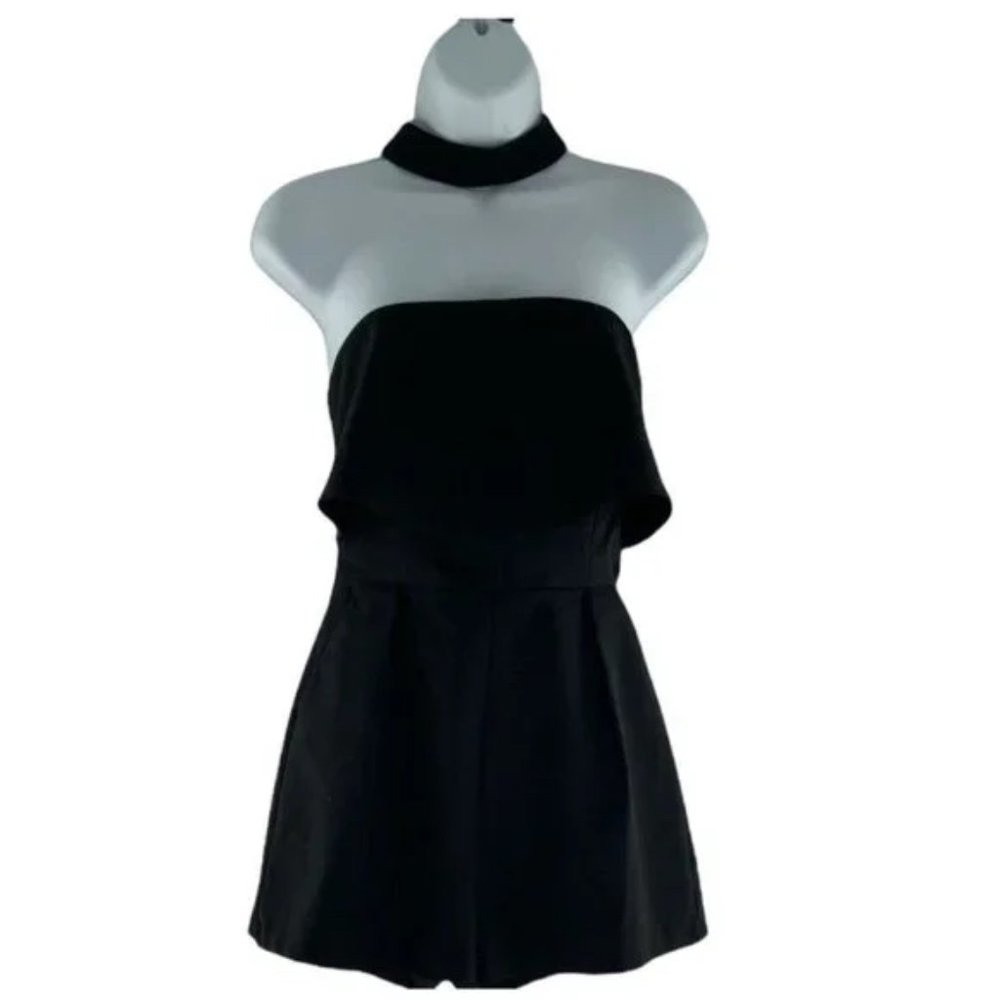 Choker Strapless Back Zipper Black Romper